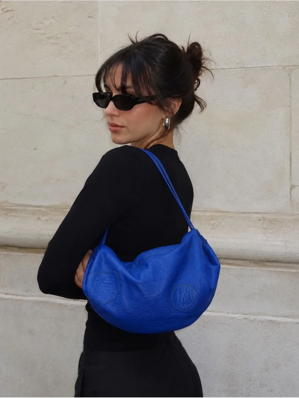 VTG Carlos Falchi Blue Leather Crossbody Bag